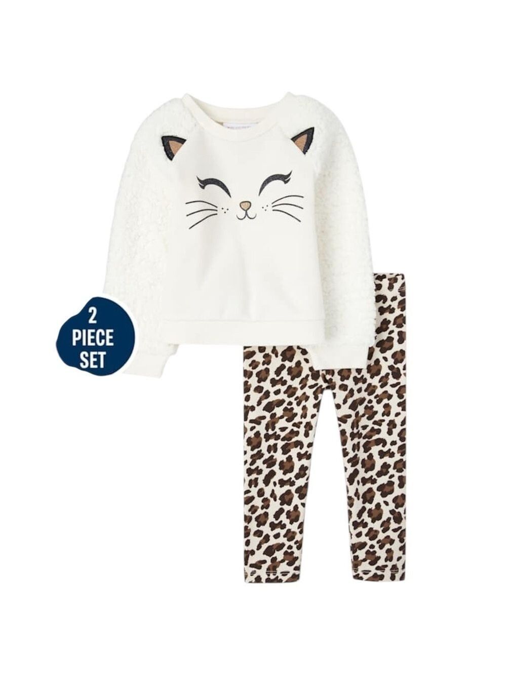 The Children’s Place Girls Cat And Leopard Crewneck Sweater & Leggings Set